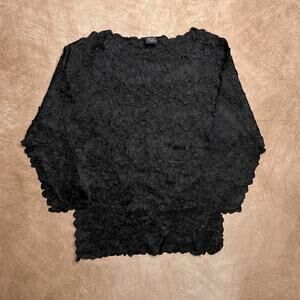 Vintage Y2K Origami Magic Scarf Textured Popcorn Shirt Black Whimsigoth Witchy